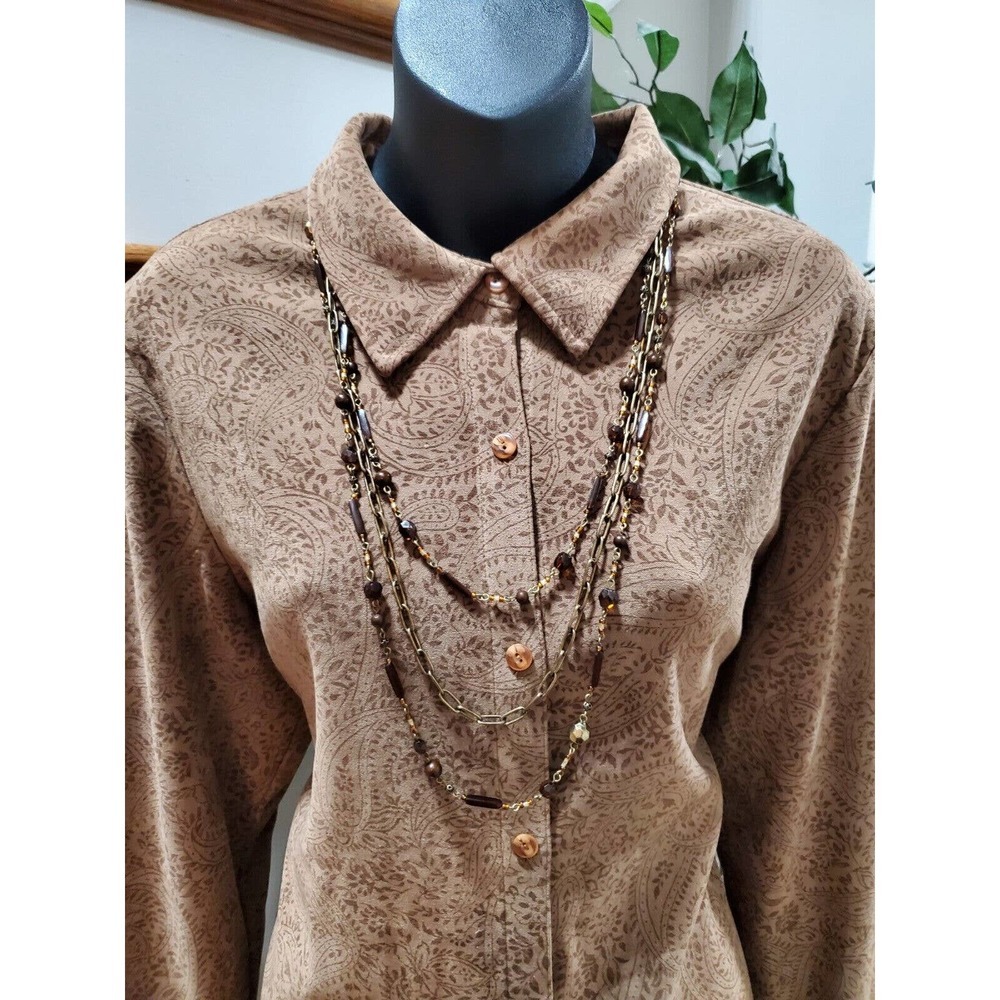 Norton Women's Brown Polyester Collared Shirt & Maxi Skirt 2 Piece Suit Size 12 - Picture 2 of 12